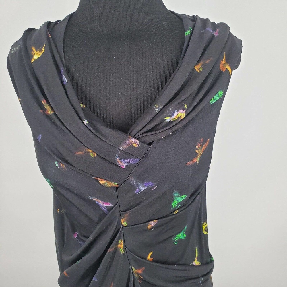 NEW Alexander McQueen SZ XS Black Butterfly Ruched Cocktail Dress 2012 Bodycon - Picture 3 of 12